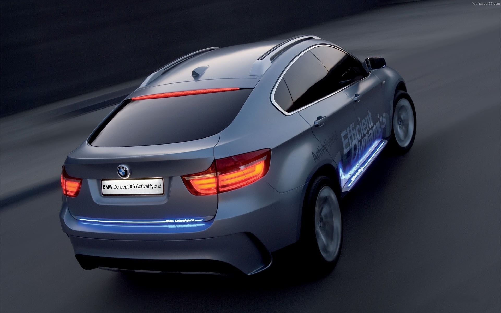 Серый BMW X6, БМВ, зади, задние фонари, оптика, вечер, гибрид, тонировка